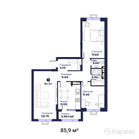 ЖК Tulpar Comfort — 1-ком 39,6 м² (от 18 606 971 тг)