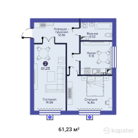 ЖК Asar House IV — 2-ком 61,2 м² (от 23 879 700 тг)