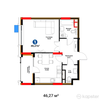 ЖК Capital Park Vector — 1-ком 46,3 м² (от 54 321 936 тг)