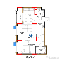 ЖК Capital Park Vector — 2-ком 70,5 м² (от 68 980 781 тг)