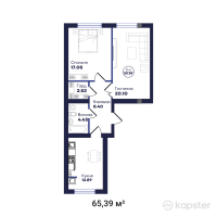ЖК Zhanuya — 2-ком 65,4 м² (от 24 636 163 тг)