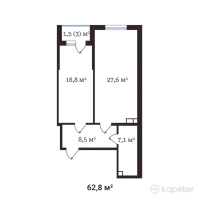 ЖК Buta Legend — 2-ком 62,8 м² (от 34 854 000 тг)