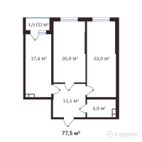 ЖК Buta Legend — 2-ком 77,5 м² (от 43 012 500 тг)
