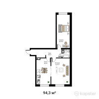 ЖК Noble House — 2-ком 94,3 м² (от 78 269 000 тг)