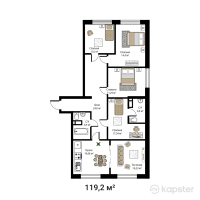 ЖК Noble House — 4-ком 119,2 м² (от 101 320 000 тг)