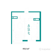 ЖК Kokjiek City — 1-ком 44,6 м² (от 23 192 000 тг)