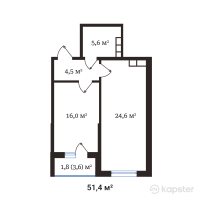 ЖК Buta Legend — 2-ком 51,4 м² (от 29 555 000 тг)