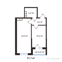 ЖК Buta Legend — 2-ком 51,7 м² (от 29 727 500 тг)