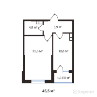 ЖК Buta Legend — 1-ком 45,5 м² (от 26 390 000 тг)