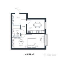 ЖК Munar Tau — 1-ком 49,5 м² (от 39 384 300 тг)