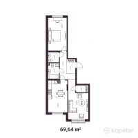 ЖК Munar Tau — 2-ком 69,4 м² (от 53 106 300 тг)