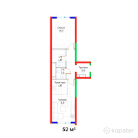 ЖК Hayat Apartments — 2-ком 52 м² (от 30 940 000 тг)