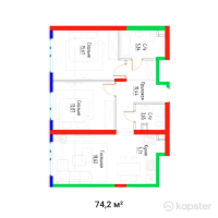 ЖК Hayat Apartments — 3-ком 74,2 м² (от 43 036 000 тг)
