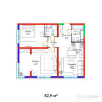 ЖК Hayat Apartments — 3-ком 82,9 м² (от 48 082 000 тг)