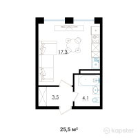 ЖК Batys Park — 1-ком 25,5 м² (от 11 374 200 тг)