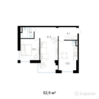 ЖК Batys Park — 2-ком 52,9 м² (от 19 939 530 тг)