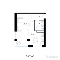 ЖК Batys Park — 1-ком 36,2 м² (от 15 220 800 тг)
