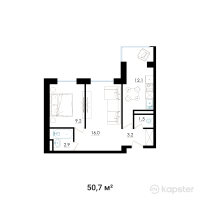 ЖК Batys Park — 2-ком 50,7 м² (от 19 733 108 тг)