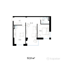 ЖК Batys Park — 2-ком 52,8 м² (от 19 939 530 тг)