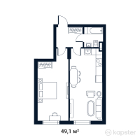 ЖК Status 2.0 — 1-ком 49,1 м² (от 56 121 300 тг)