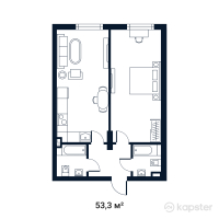 ЖК Status 2.0 — 1-ком 53,3 м² (от 59 850 570 тг)