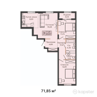 ЖК Shattyq City — 3-ком 71,9 м² (от 25 147 500 тг)
