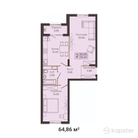 ЖК Shattyq City — 2-ком 64,9 м² (от 27 241 200 тг)