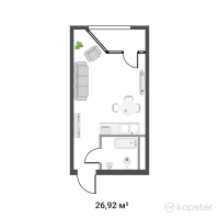 ЖК Korkem Akkent — 1-ком 26,9 м² (от 15 613 600 тг)