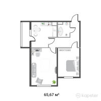 ЖК Korkem Akkent — 2-ком 65,7 м² (от 35 456 400 тг)