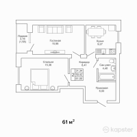 ЖК MADI — 2-ком 61 м² (от 27 450 000 тг)