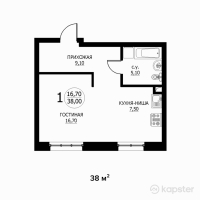 ЖК Silver — 1-ком 38 м² (от 14 488 488 тг)