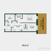 ЖК Garden Hills — 1-ком 55,5 м² (null)