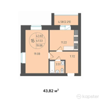 ЖК Kerey Comfort — 1-ком 43,8 м² (от 16 651 700 тг)