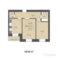 ЖК Kerey Comfort — 2-ком 59,6 м² (от 22 629 000 тг)