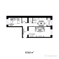 ЖК Boston Comfort House 2 — 2-ком 57,6 м² (от 16 424 550 тг)
