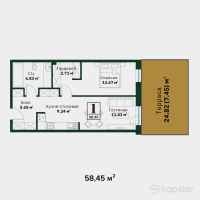 ЖК Garden Hills — 1-ком 58,5 м² (null)