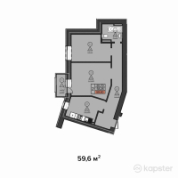 ЖК Anisa — 2-ком 59,6 м² (от 23 264 500 тг)
