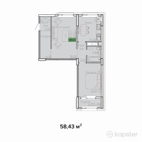 ЖК Sat City — 2-ком 58,4 м² (от 22 787 700 тг)