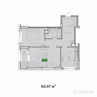 ЖК Sat City — 2-ком 63,5 м² (от 24 753 300 тг)