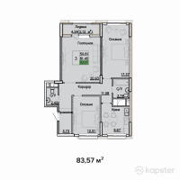 ЖК Sat City — 3-ком 83,6 м² (от 32 592 300 тг)