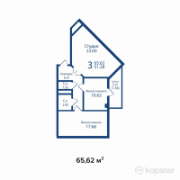 ЖК Британский комфортный квартал — 3-ком 65,6 м² (от 18 373 600 тг)