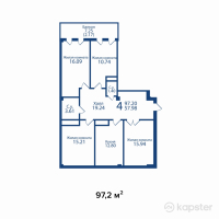 ЖК Британский комфортный квартал — 4-ком 97,2 м² (от 27 216 000 тг)