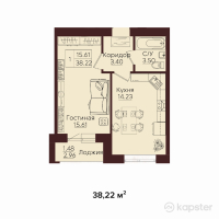 ЖК Onix — 1-ком 38,2 м² (от 14 523 600 тг)