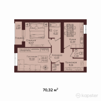 ЖК Onix — 2-ком 70,3 м² (от 26 721 600 тг)