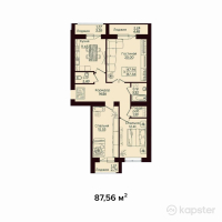 ЖК Onix — 3-ком 87,6 м² (от 33 272 800 тг)