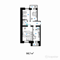 ЖК Zaman 2 — 3-ком 98,7 м² (от 39 657 660 тг)
