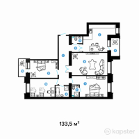 ЖК Zaman 2 — 4-ком 133,5 м² (от 53 760 840 тг)