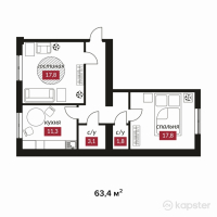 ЖК Asem Qala — 2-ком 63,4 м² (от 20 922 000 тг)