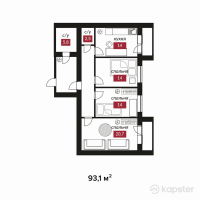 ЖК Asem Qala — 3-ком 93,1 м² (от 30 723 000 тг)