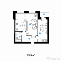 ЖК Столичный — 2-ком 75,3 м² (от 27 785 700 тг)